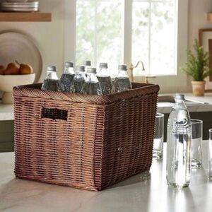 Vintage French Cube Rattan Basket, Threshold designed with Studio McGee